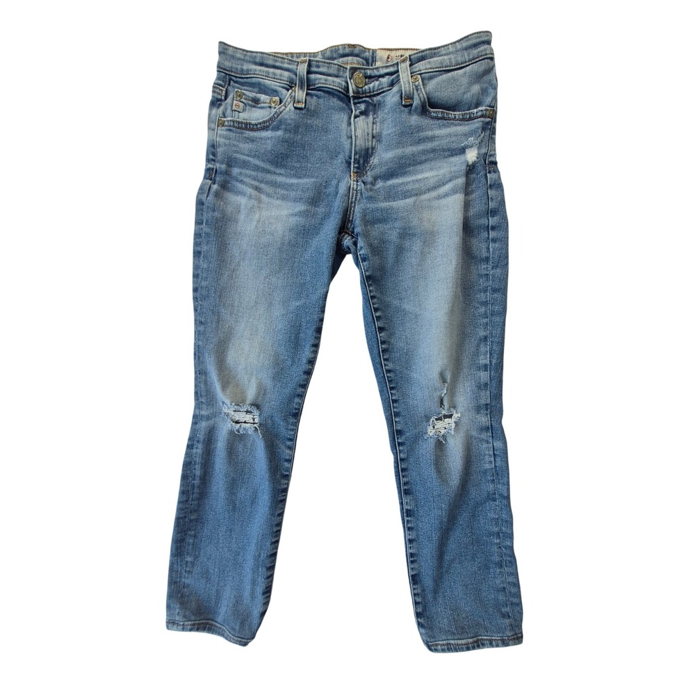 AG Adriano Goldschmied The Prima Crop Cigarette Jeans Blue Distressed Size 27R